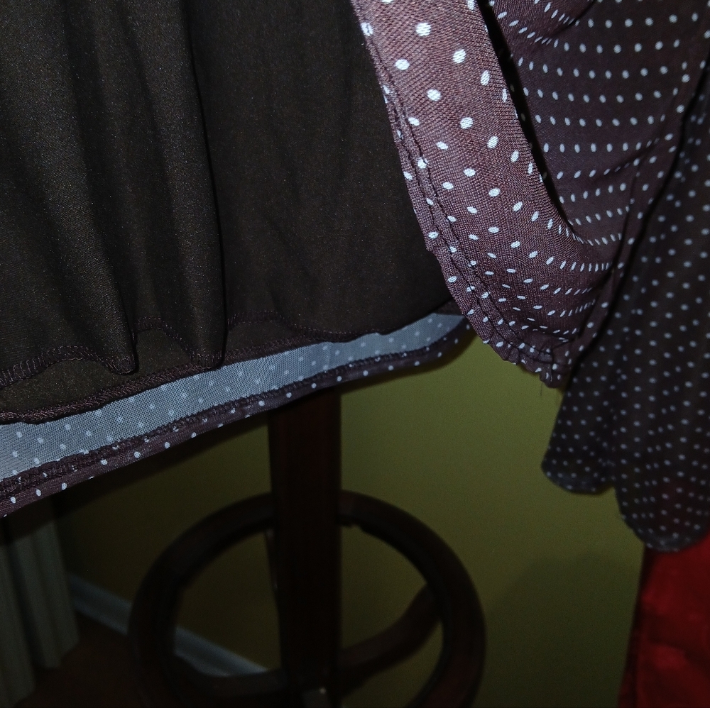 Electric Behaviour Brown Polka Dot Mesh Top Semi-Sheer Y2K Cottagecore Sz Medium - Picture 7 of 7